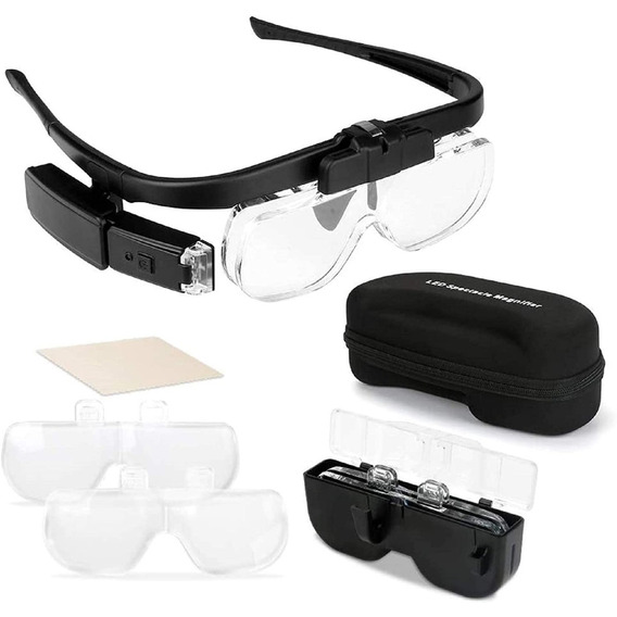 Lupa Lente Recargable Con 3 Lentes De Aumento 2 Led Portatil