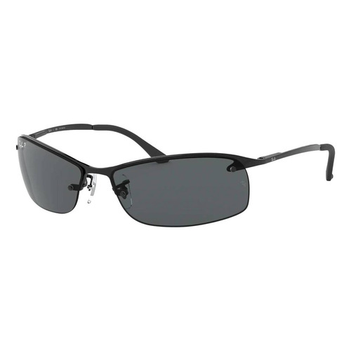 Anteojos de sol polarizados Ray-Ban RB3183 Standard con marco de metal color polished black, lente grey clásica, varilla polished black de metal