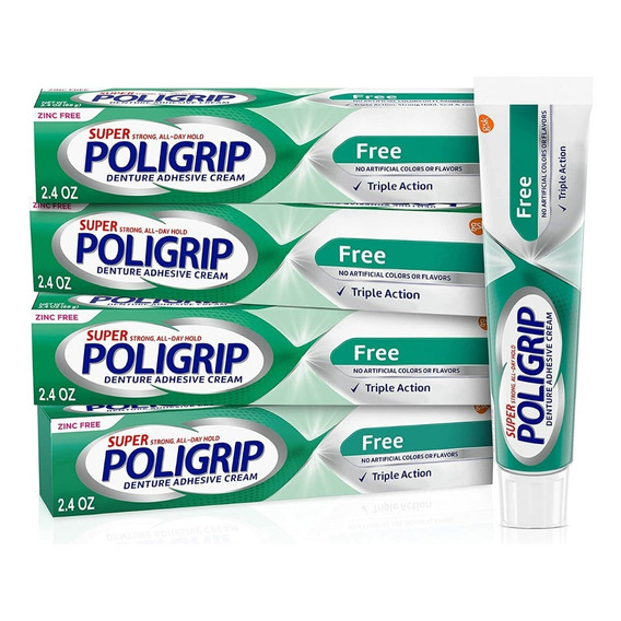 Poligrip Free Crema Adhesiva Dental No Zinc 4pack 68g Usa