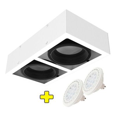 Plafon Cardanico Aplicar 2 Luces Blanco + Lámpara Led Ar111