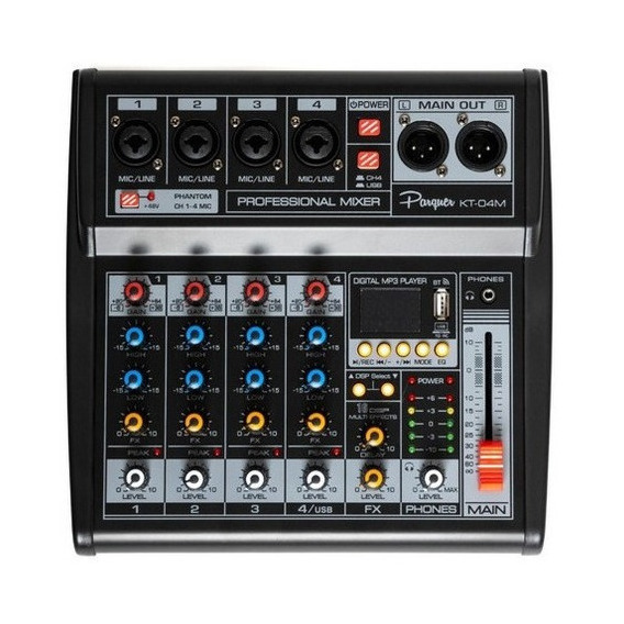 Consola Mixer Parquer 4 Canales Efectos Usb Phantom