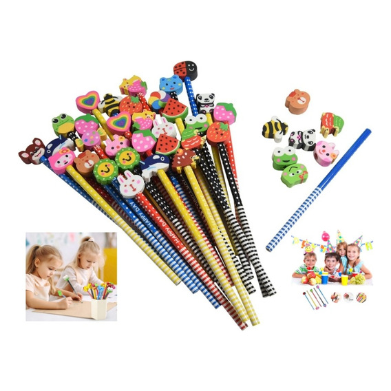 Set De 40 Lápices Niños Grafito Mina Colores Diseños