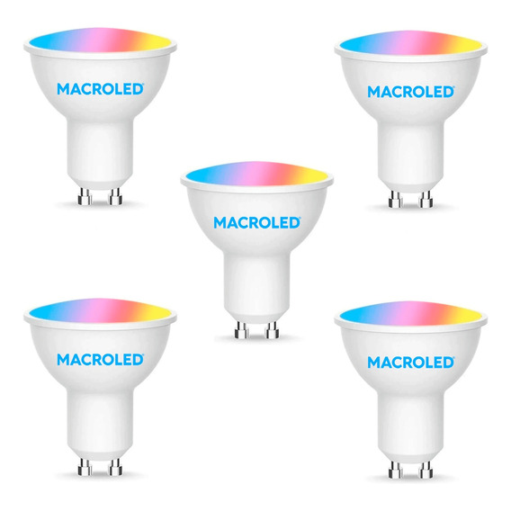 Combo X5 Lámpara Led Macroled Dicroica Wifi 5w Smart Rgb