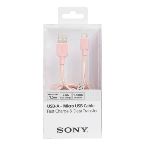 Cable Usb-a Micro Sony 1.5mts Reforzado Rosa Cp-abp150/pc /v
