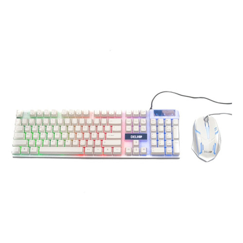 Kit De Teclado Y Mouse Gamer Blanco Rgb Ideal Juegos