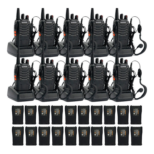 Walkie-talkie Baofeng Walkie-talkie BF-888S de 10 radios - negro 100V/240V