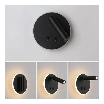 Aplique De Pared Led Redondo 10w Luz Desing Negro Negro