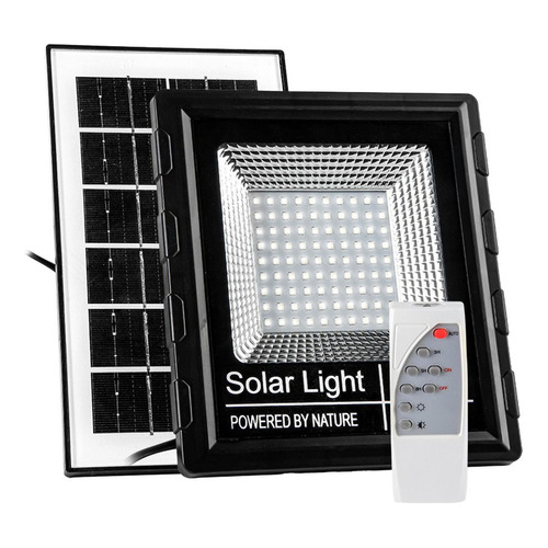 Foco Exterior Solar P/pared Led 40w C/ Control Y Sensor Luz Carcasa Negro Luz Blanco Frío