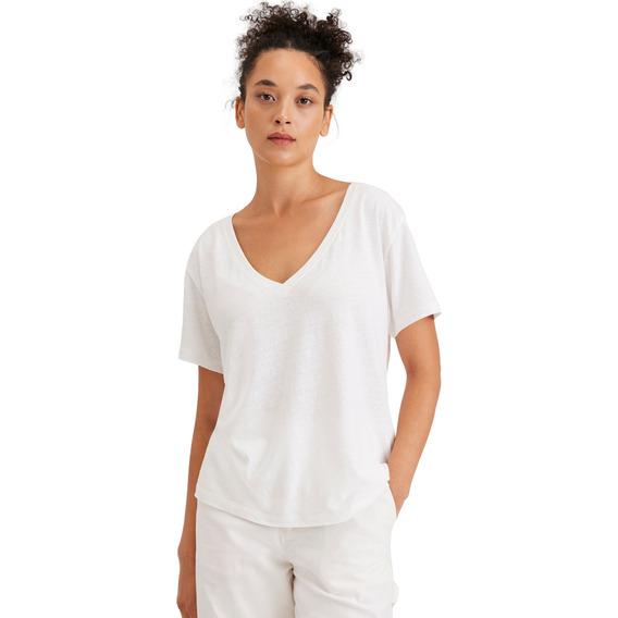 Polera Mujer Deep V-neck Regular Fit Blanca Dockers