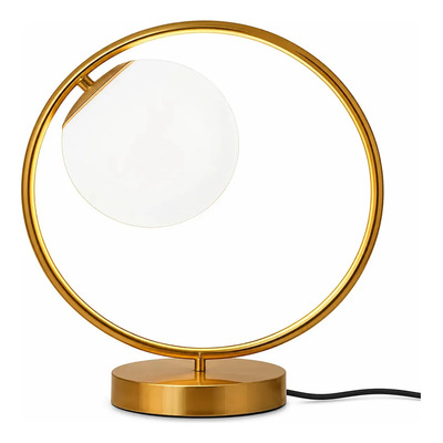 Lampara Velador Aydi Red Dorado Globo Opal Apto Led E27 Ld Dorado Blanco