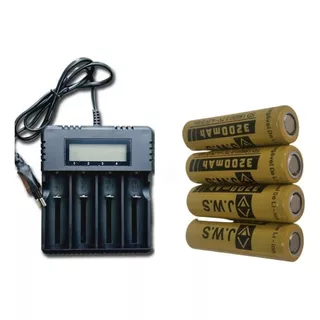 4 Bateria Recarregável 18650 3.7+ Carregador 