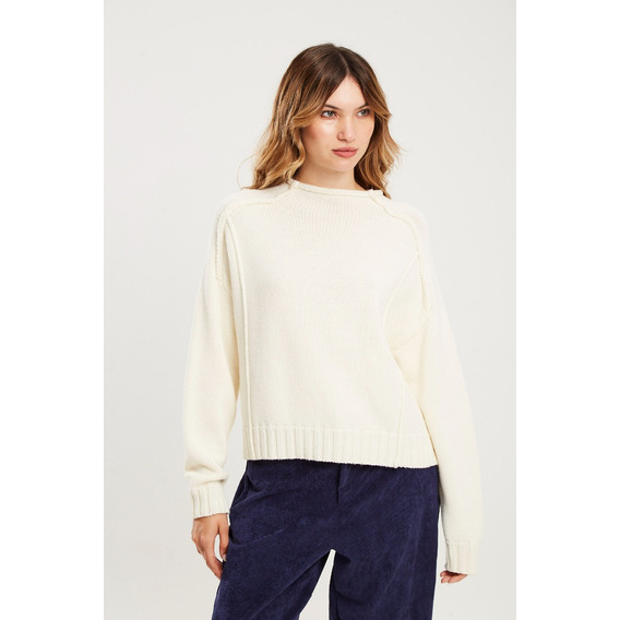 Sweater Semi Polera De Acrilico  Natural - Koxis Mujer