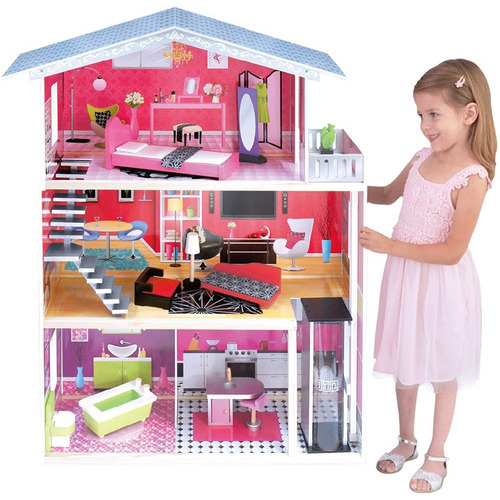 Casa De Muñecas Isabella Dollhouse Kids House Color Rosa