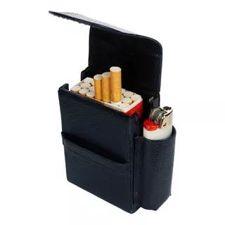 Cigarreira Porta Isqueiro Nerone Couro Azul Navy