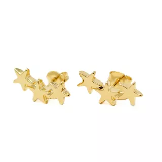 Aretes De Triple Estrella En Chapa De Oro 22k