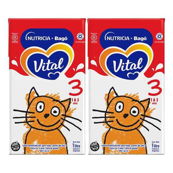 Vital 3 Leche Maternizada Liquida Brick 1 Litro Pack X 12un