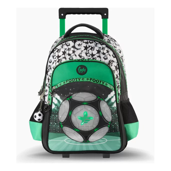 Mochila Escolar Con Carro 18 Pulgadas - Clasica Footy Color Verde 2211 Diseño de la tela Fútbol