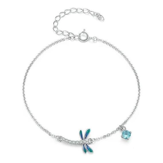 Pulsera Manilla Para Mujer Libélula Fabricada En Plata 925