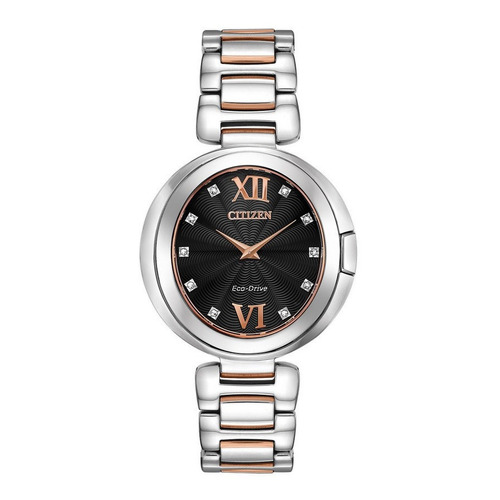 Reloj Citizen Eco-drive Capella Ex1516-52e Para Mujer Color de la correa Plateado Color del bisel Plateado Color del fondo Negro