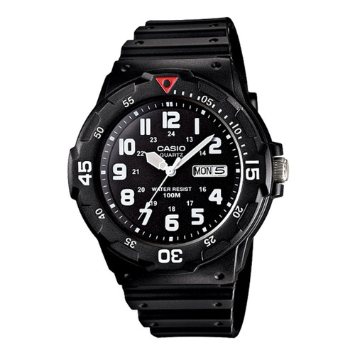 Reloj pulsera Casio MRW-200 con correa de resina color negro - bisel negro/rojo