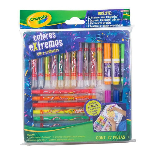 Set Extremo Twistables Crayola 40 Hojas Colores Neón