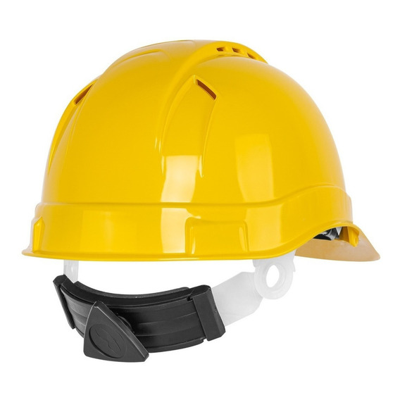 Casco De Seguridad Ventilado, Ajuste De Matraca, Amarillo