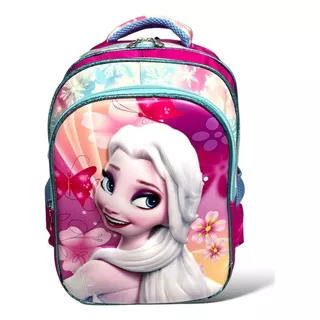 Mochila Infantil Escolar Personagens 3d Reforçada Meninas Cor Rosa-chiclete Desenho Do Tecido Frozen
