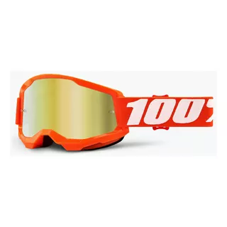 Óculos De Motocicleta Motocross Mtb 100% Strata 2 Orange, Cor Da Lente De Bicicleta, Cor Dourada, Cor Da Moldura, Laranja