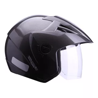 Capacete Para Moto  Aberto Com Viseira Ebf Capacetes Thunder Open  Solid  Preto-brilho Tamanho M 