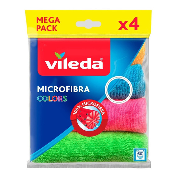 Vileda  Paños Pack 4 Microfibra Multiuso Limpieza Local