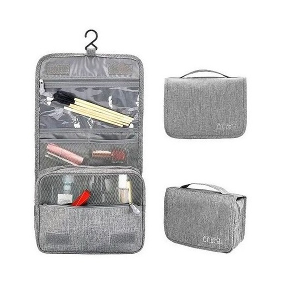 Neceser Organizador Cosmetiquero Multi Bolsillo Impermeable Color Gris