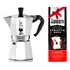 Cafetera Italiana Bialetti Moka 6 Tazas + Café De Color Plateado
