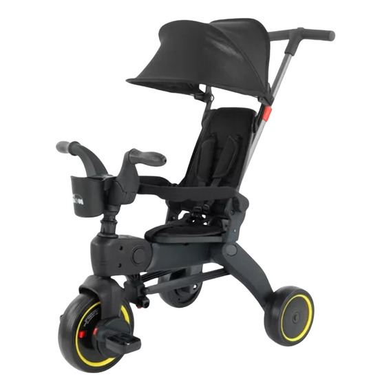 Triciclo Tipo Carreola Plegable Portatil Reclinable 4 En 1 Color Negro