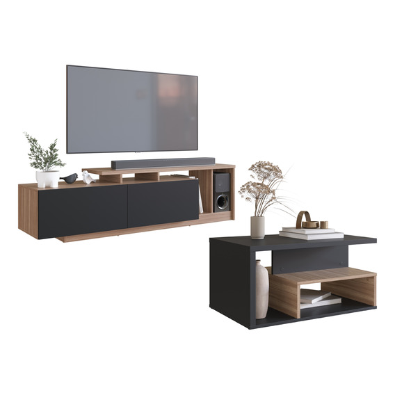 Mesa De Living Central Mesa Ratona + Rack 2 Puertas LG