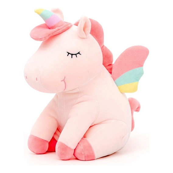 Peluche Unicornio Con Alas De Arcoiris 25cm Cute Importado