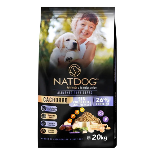 Croquetas Perro Alimento 20 Kg Natdog Cachorro Premium