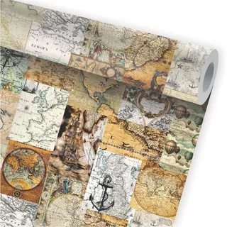 Papel De Parede Vintage Mapa Mundi Antigo Retro A285