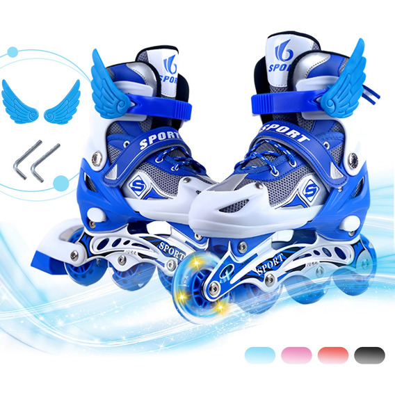 Patines Ajustable De 4 Ruedas Para Niños Con Llantas Luces