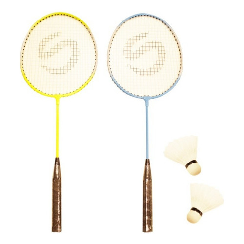 Kit Badminton 2 Raquetas + 2 Plumas + Funda Junior Niños