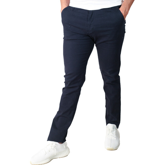 Pantalon De Gabardina Casual Strech Hombre Skinny Tallaextra