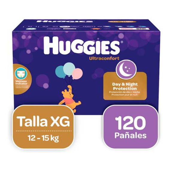 Pañales Huggies Etapa 4 X 120 - Unidad a  Tamaño Extra grande (XG)