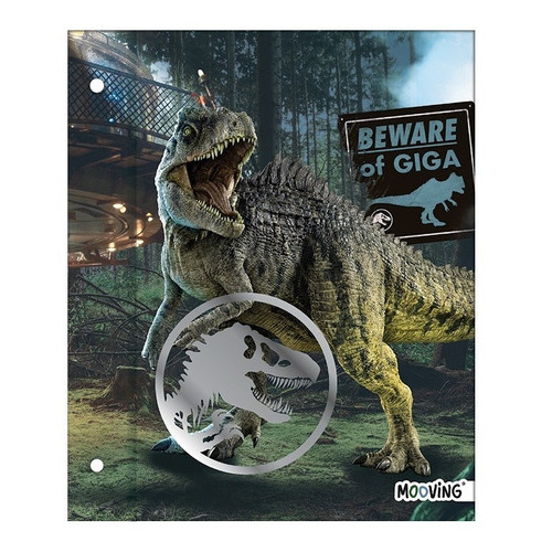 Carpeta Jurassic World N°3 Sin Aros Escolar Mooving Diseño BEWARE