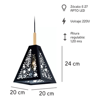 Lampara Colgante Retro Moderna Vintage Hole2 Con Madera