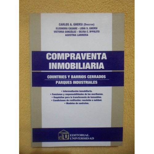 Compra Venta Inmobiliaria, De Ghersi. Editorial Universidad, Tapa Blanda En Español, 2004