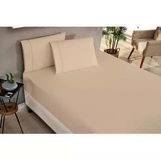 Jogo De Cama Elegance Solteiro 02 Peças 180 Fios Cor Cáqui