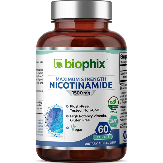 B-3 Nicotinamida 1500 Mg Apoya La Salud De Las Células 