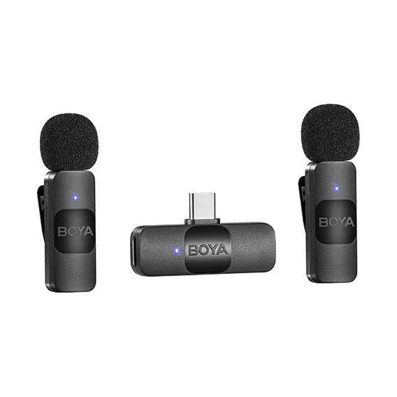 Boya By-v20 Micrófono Inalámbrico Doble Compacto Usb-c Color Negro