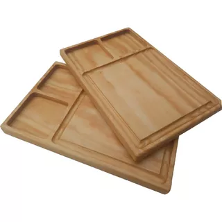 Plato Tabla Madera Asado Carnes 19x30cm 15 Pzas