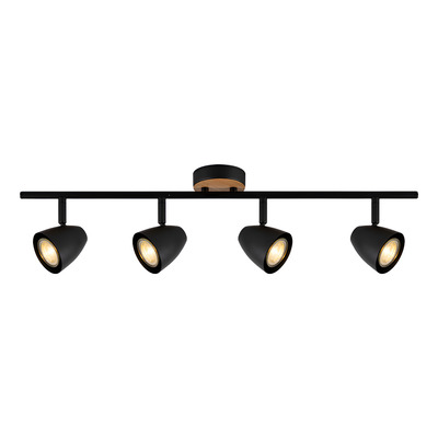 Aplique 4 Luces Negro Madera Apto Led Gu10 U1914 Mks Negro/madera