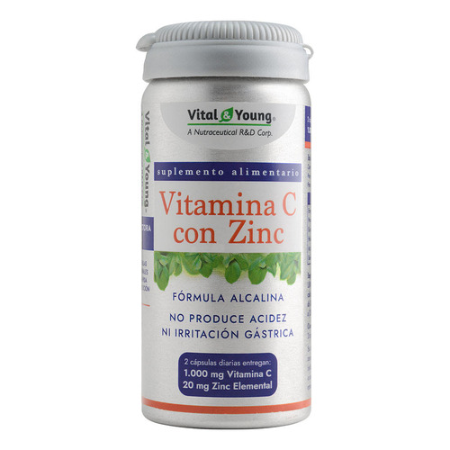 Vitamina C 1000 mg Con Zinc Elemantal 20 mg - 60 Capsulas